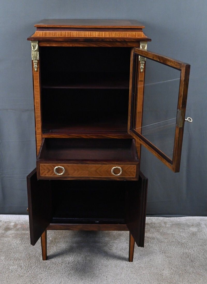 Marquetry Display Cabinet, Louis XVI Style – Early 20th Century photo for sale