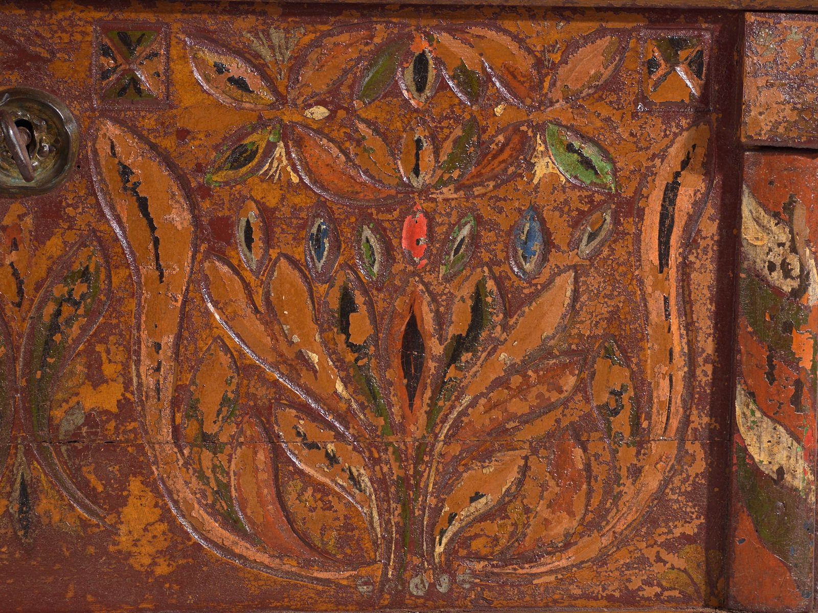 photo furniture Central European Dowry Chest In Polychromed Pine – Central Europe, 1889