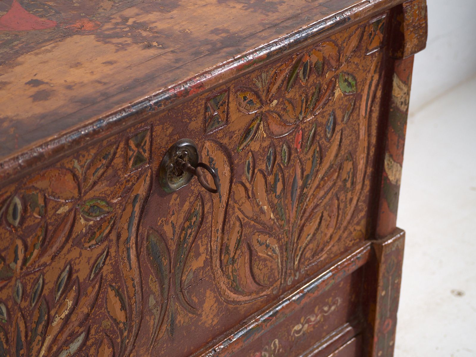 Furniture Central European Dowry Chest In Polychromed Pine – Central Europe, 1889 photo