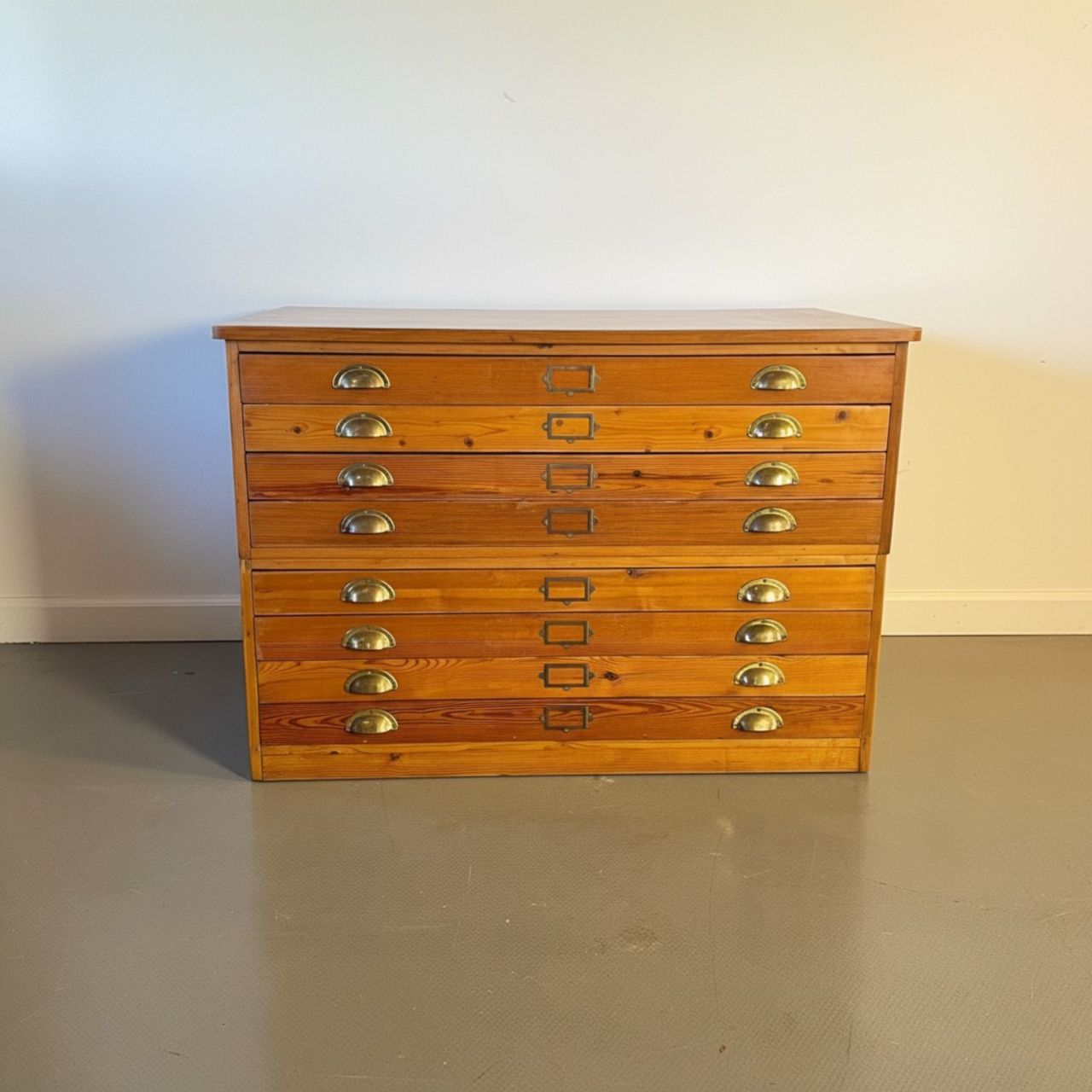 1930s Plan Chest With Brass Handles And Label Holders photo furniture