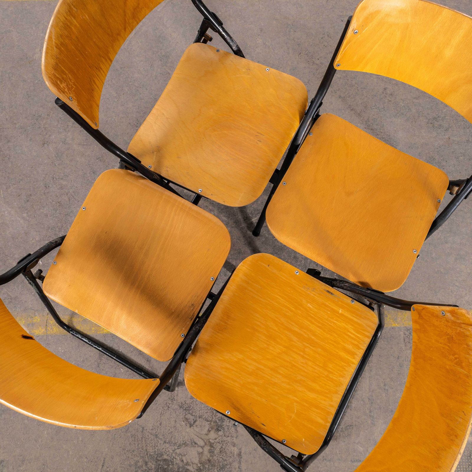 1960's Original German Folding University Dining Chairs   Set Of Four