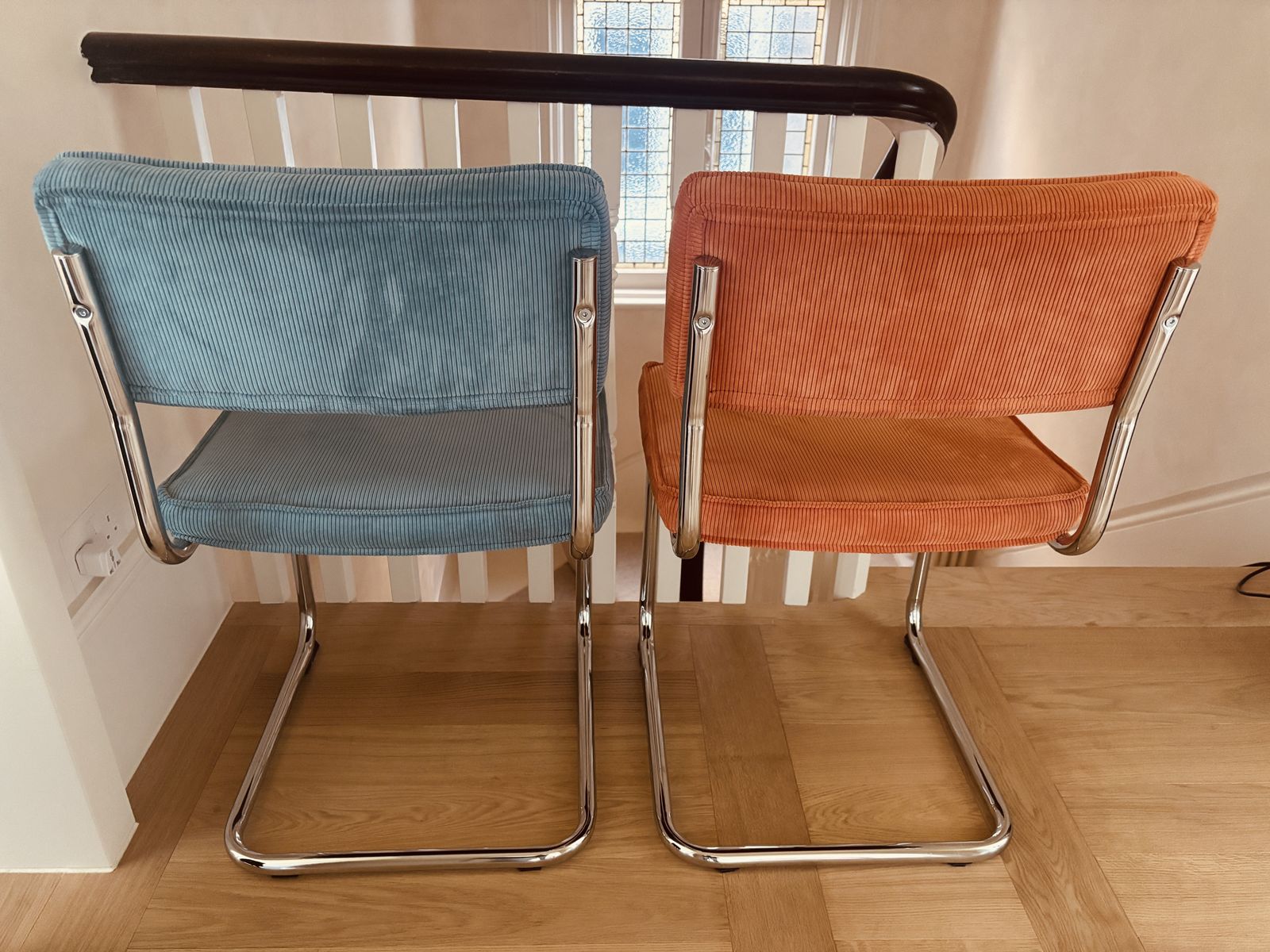 Pair Of Zuiver Ridge Cantilever Dining Chairs, Immaculate Condition photo for sale