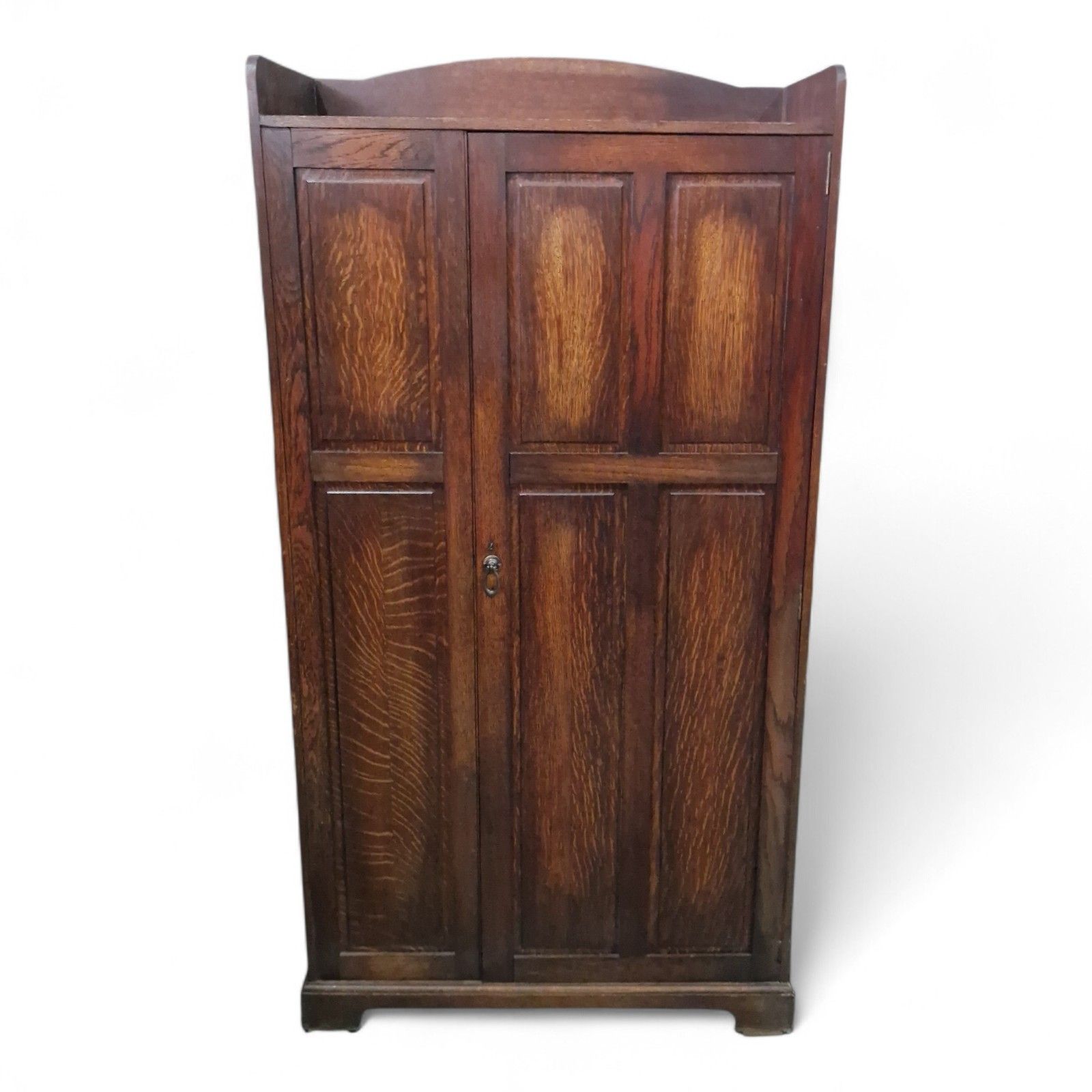 Arts & Crafts Oak Wardrobe Hall Cupboard Hanging Rail Hooks Storage Cabinet photo Furniture