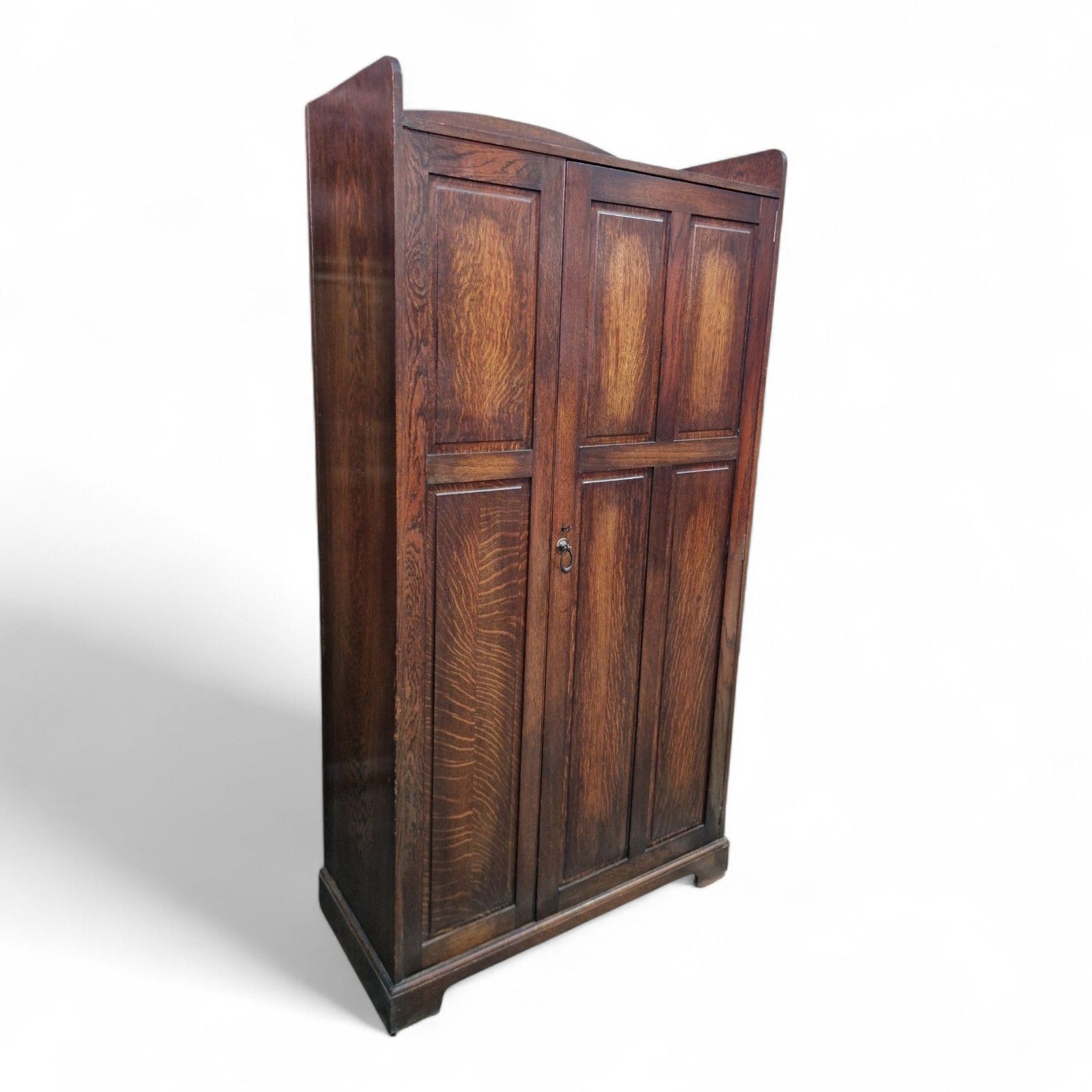 Arts & Crafts Oak Wardrobe Hall Cupboard Hanging Rail Hooks Storage Cabinet photo buy