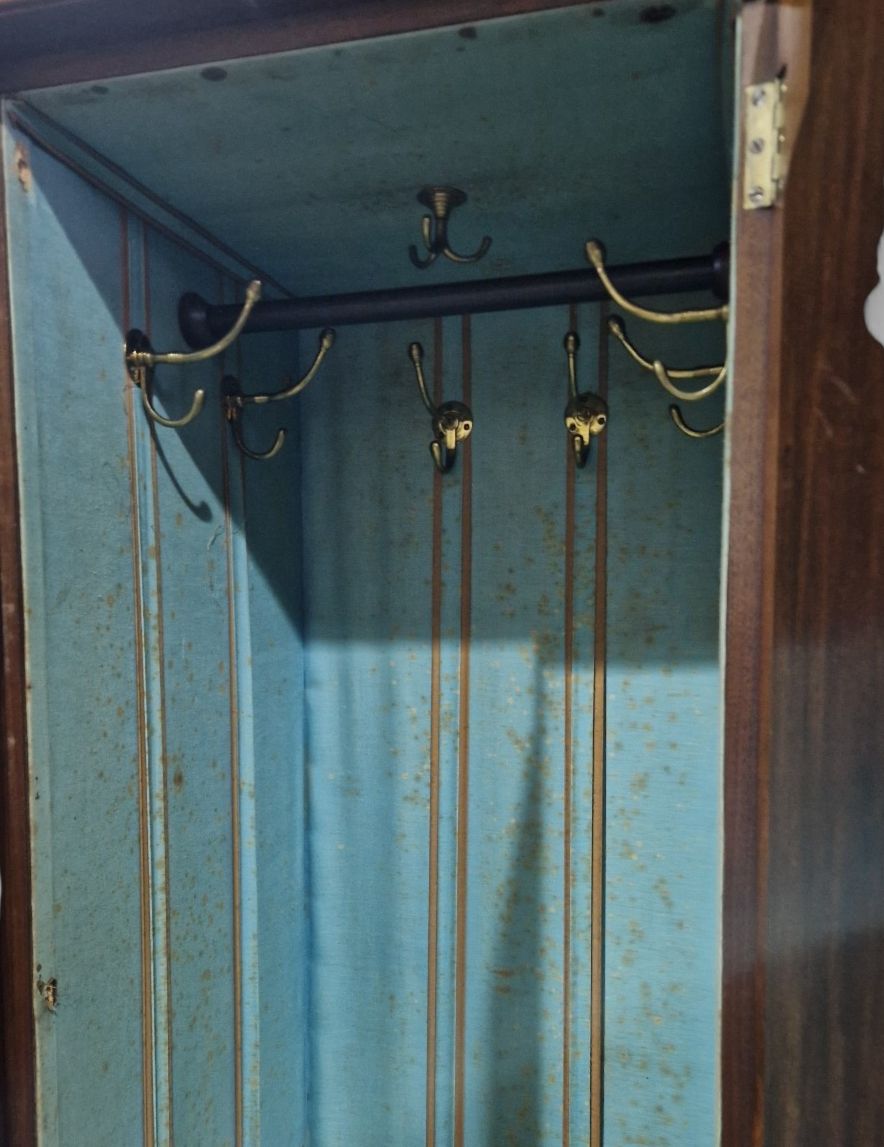 photo vintage Victorian Combination Wardrobe Antique Carved Walnut Large Triple Wardrobe