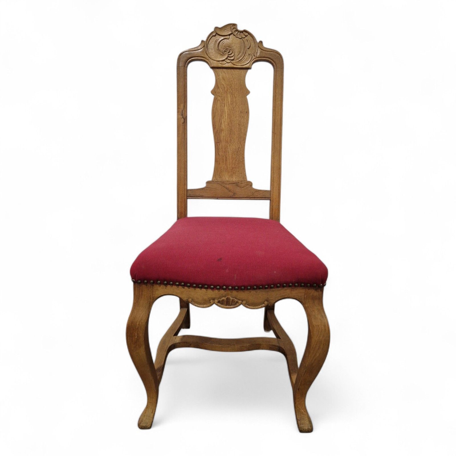 photo furniture Set 6 Carved Oak French Dining Chairs Antique Style Cabriole Legs High Back