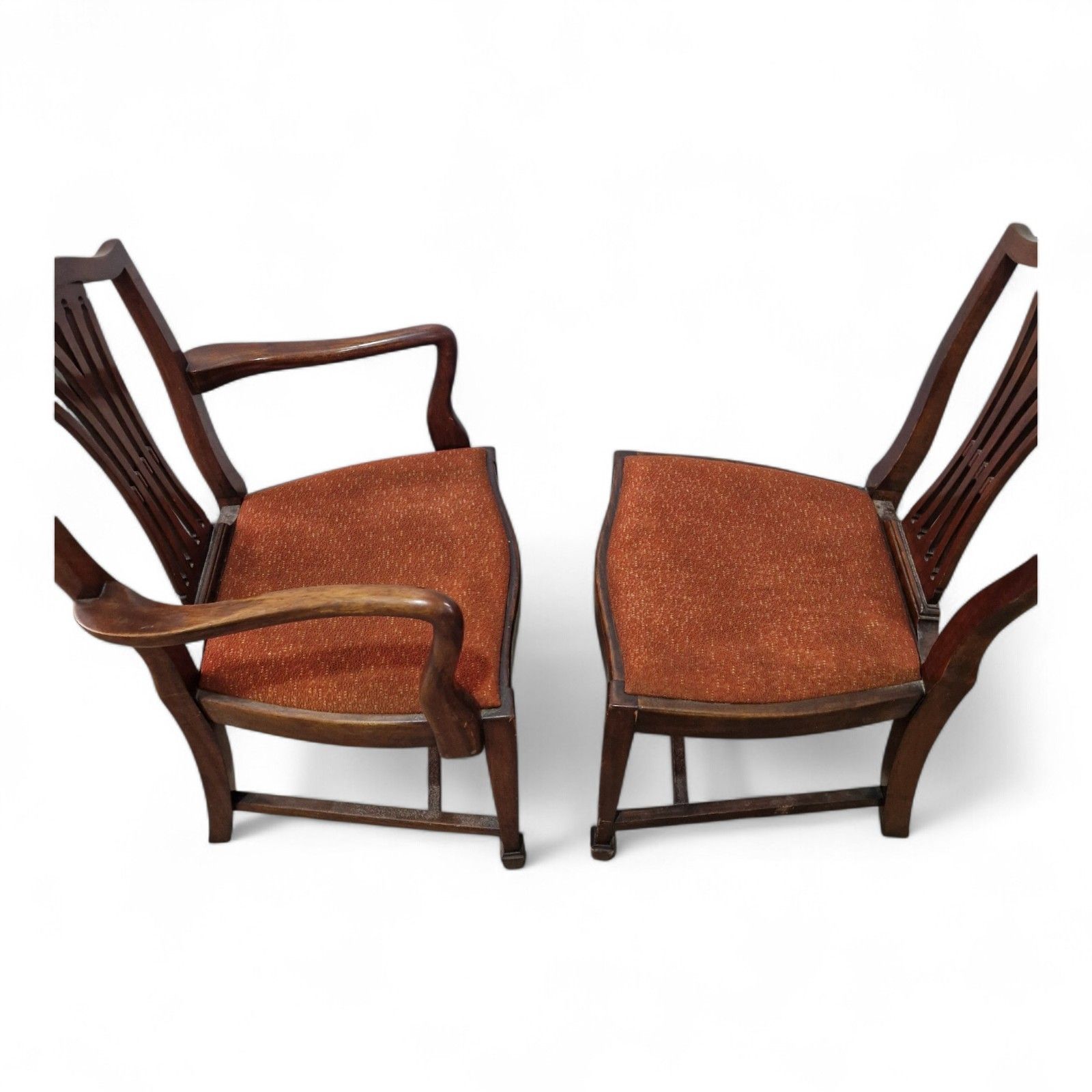 Hepplewhite Dining Chairs Set 6 Mahogany Shield Back Carvers Wood Antique Style photo vinterior