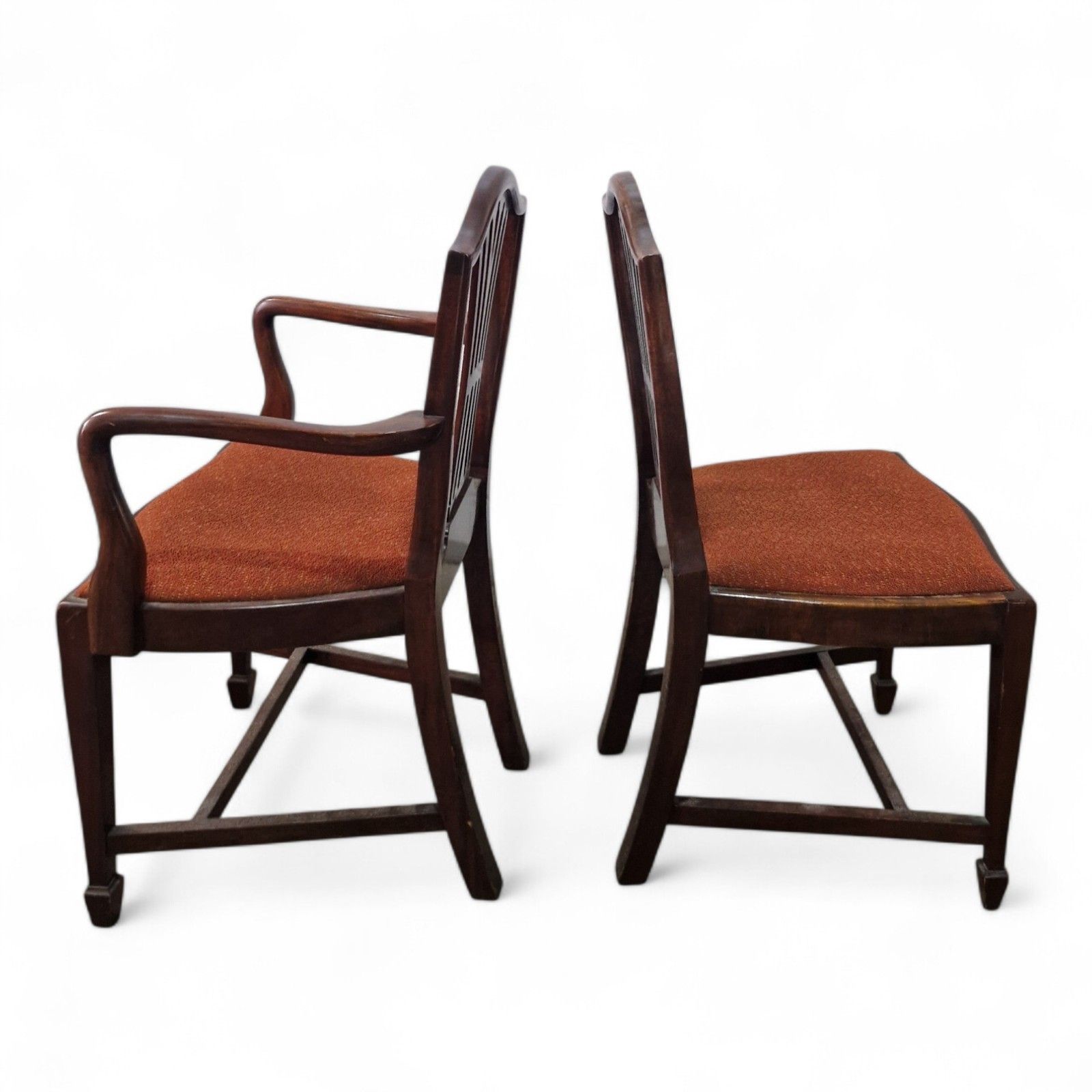 photo for sale Hepplewhite Dining Chairs Set 6 Mahogany Shield Back Carvers Wood Antique Style