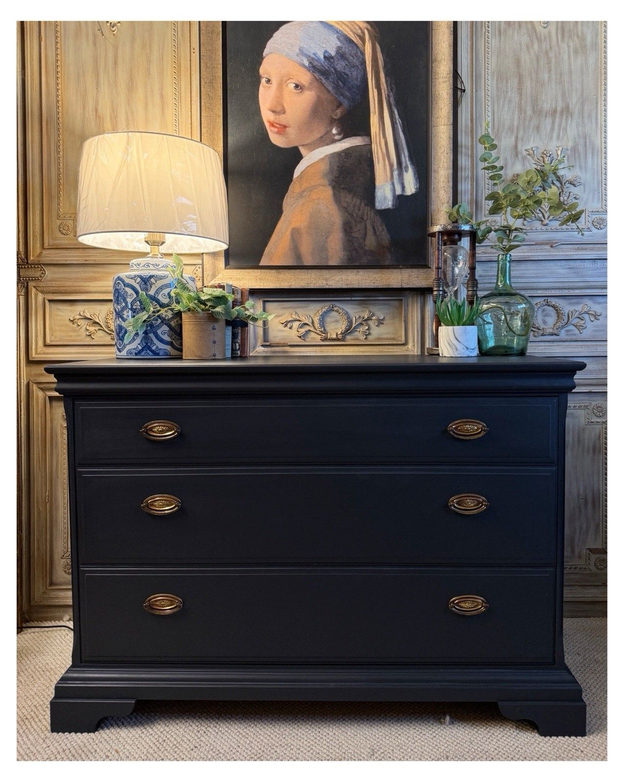 Antique Style Chest Of Drawers In Railings By Farrow & Ball Delivery Available