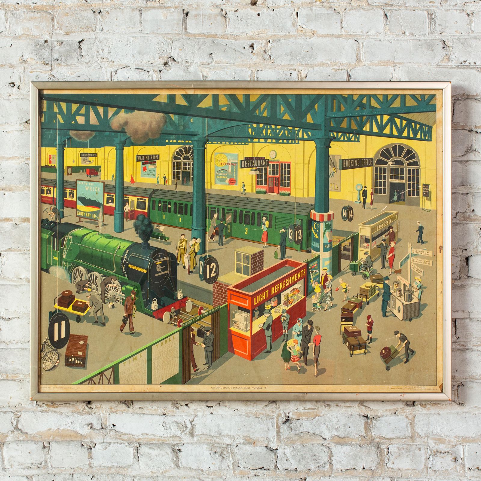 Large, General Service English Wall Pictures Poster   Station Scene