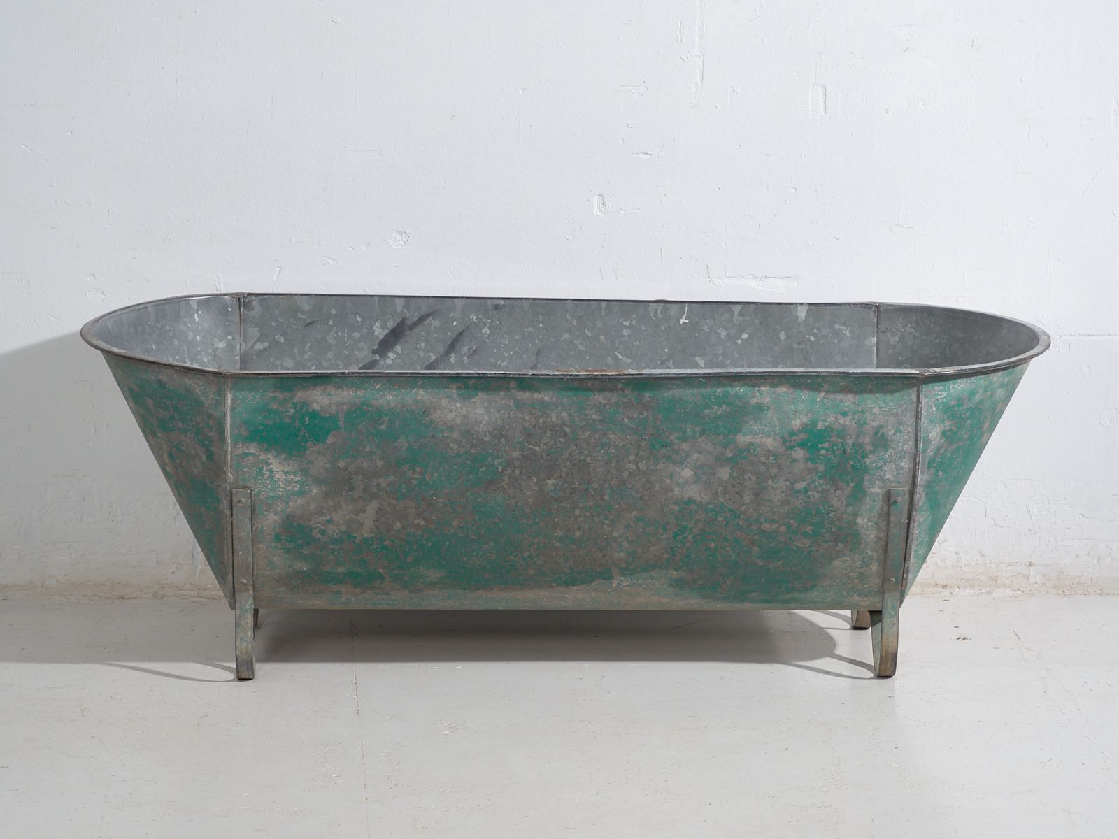 Industrial Galvanized Metal Storage Container – Central Europe, Circa 1905 photo Garden Decor