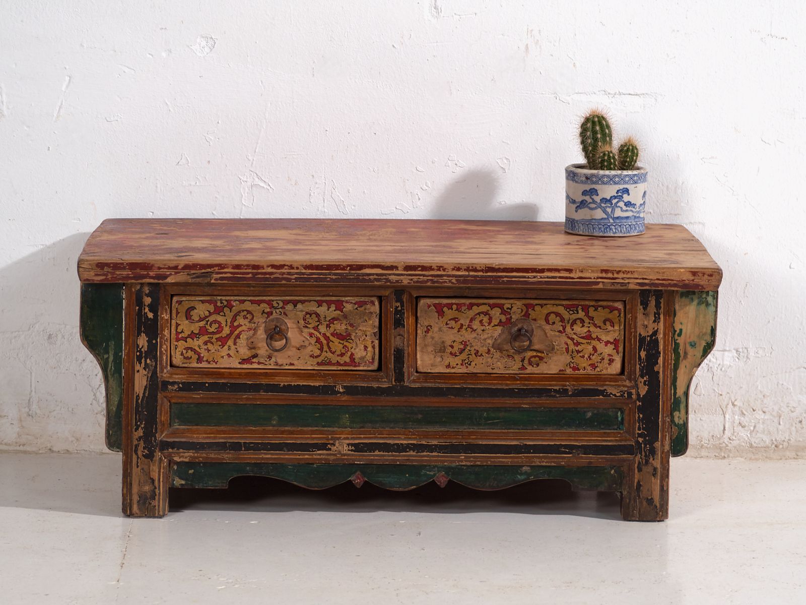 Polychrome Shanxi Kang Table With Two Drawers – China, Circa 1930 photo furniture