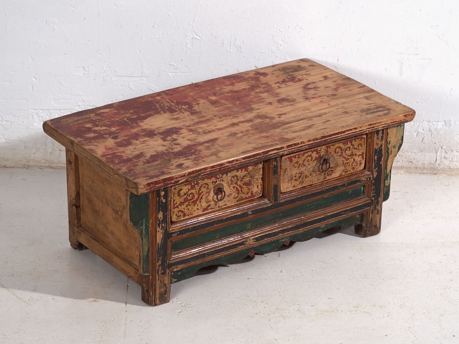 Polychrome Shanxi Kang Table With Two Drawers – China, Circa 1930 photo for sale