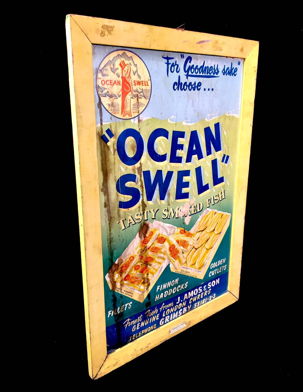 photo furniture Antique Advertising   Wall Hanging Ocean Swell Grimsby Showcard Sign Poster