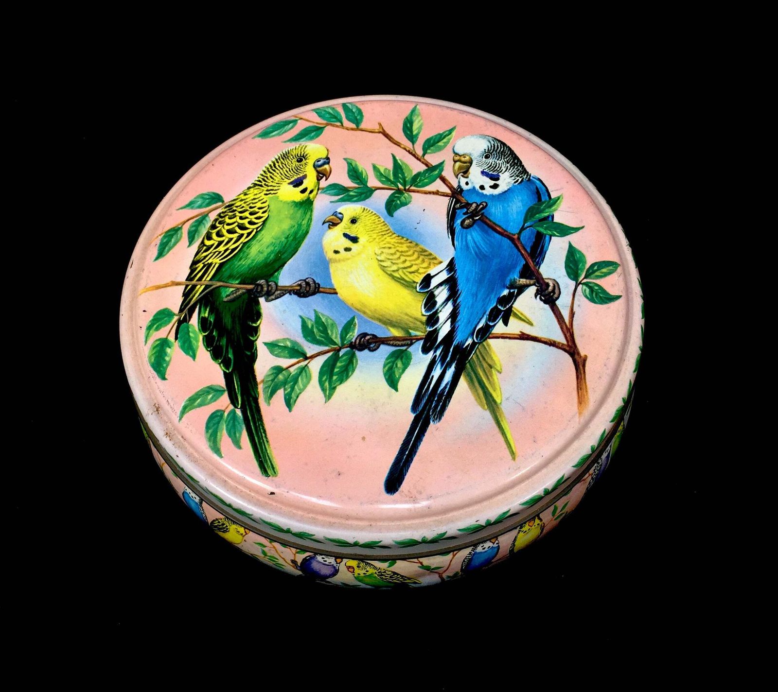 Antique Advertising   Peek Frean & Co Budgie Collectors Biscuit Tin Birds C.1950
