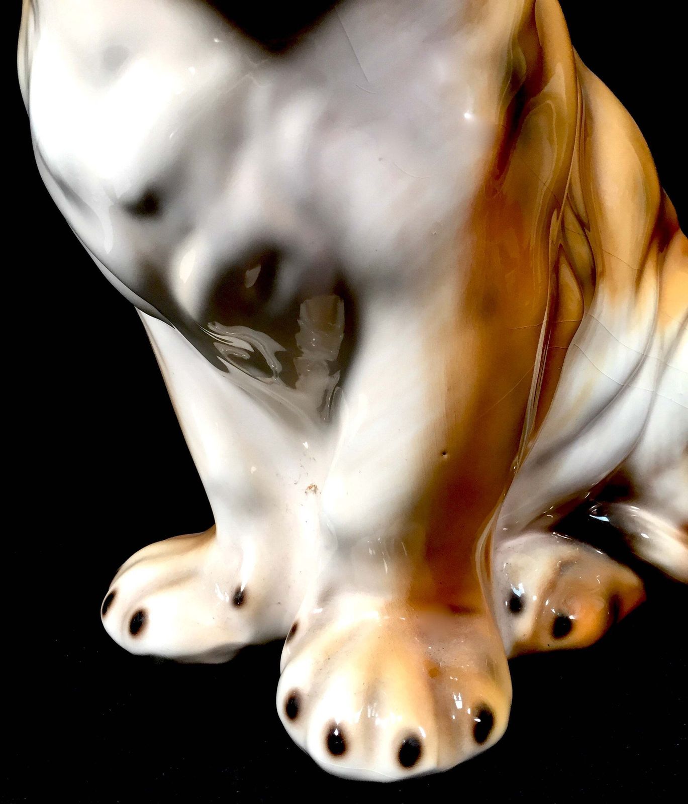 Vintage 1970s Italian Made Large Ceramic Tiger Cub Statue Sculpture / Animal photo furniture