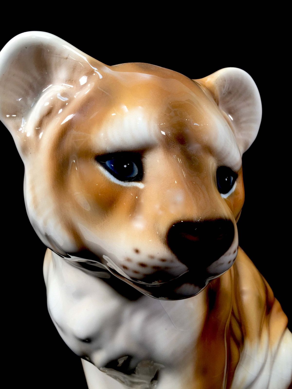 Vintage 1970s Italian Made Large Ceramic Tiger Cub Statue Sculpture / Animal photo for sale