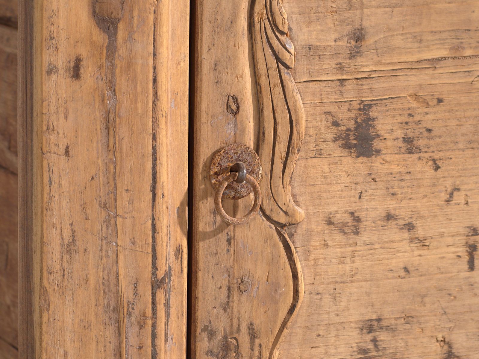 Shanxi Low Cabinet In Elm With Carved Door – China, Circa 1930 photo vintage