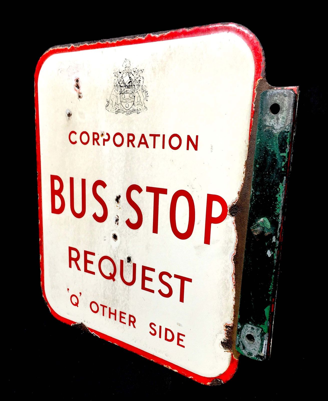 Antique Wall Mounted Double Sided Enamel Bus Stop Sign Maidstone Corporation photo buy
