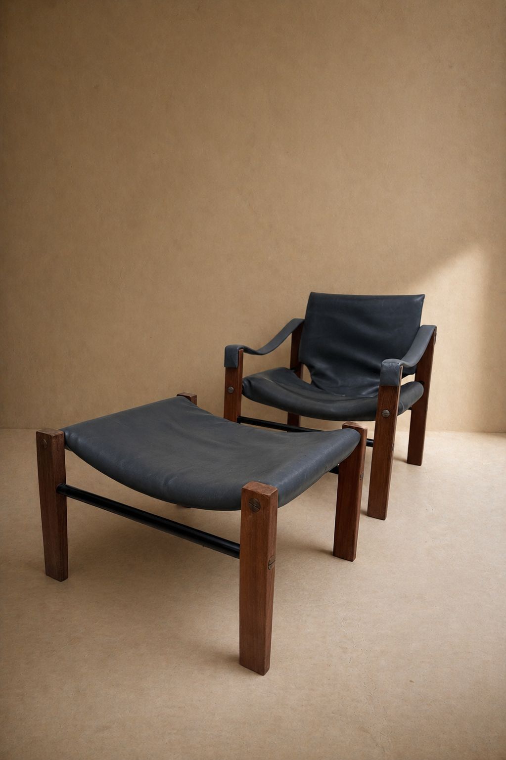 Set Of Three Maurice Burke For Arkana Safari Lounge Chairs And Ottoman photo for sale