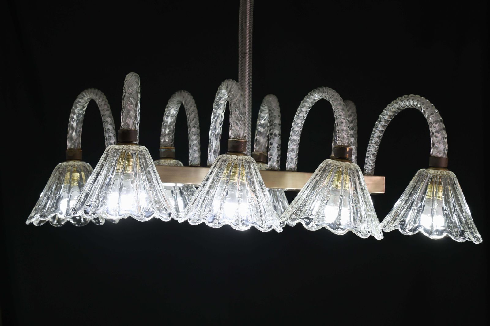 photo furniture Museal 8 Light Art Decò Barovier E Toso Chandelier, Murano "Bubble" Glass, 1950s