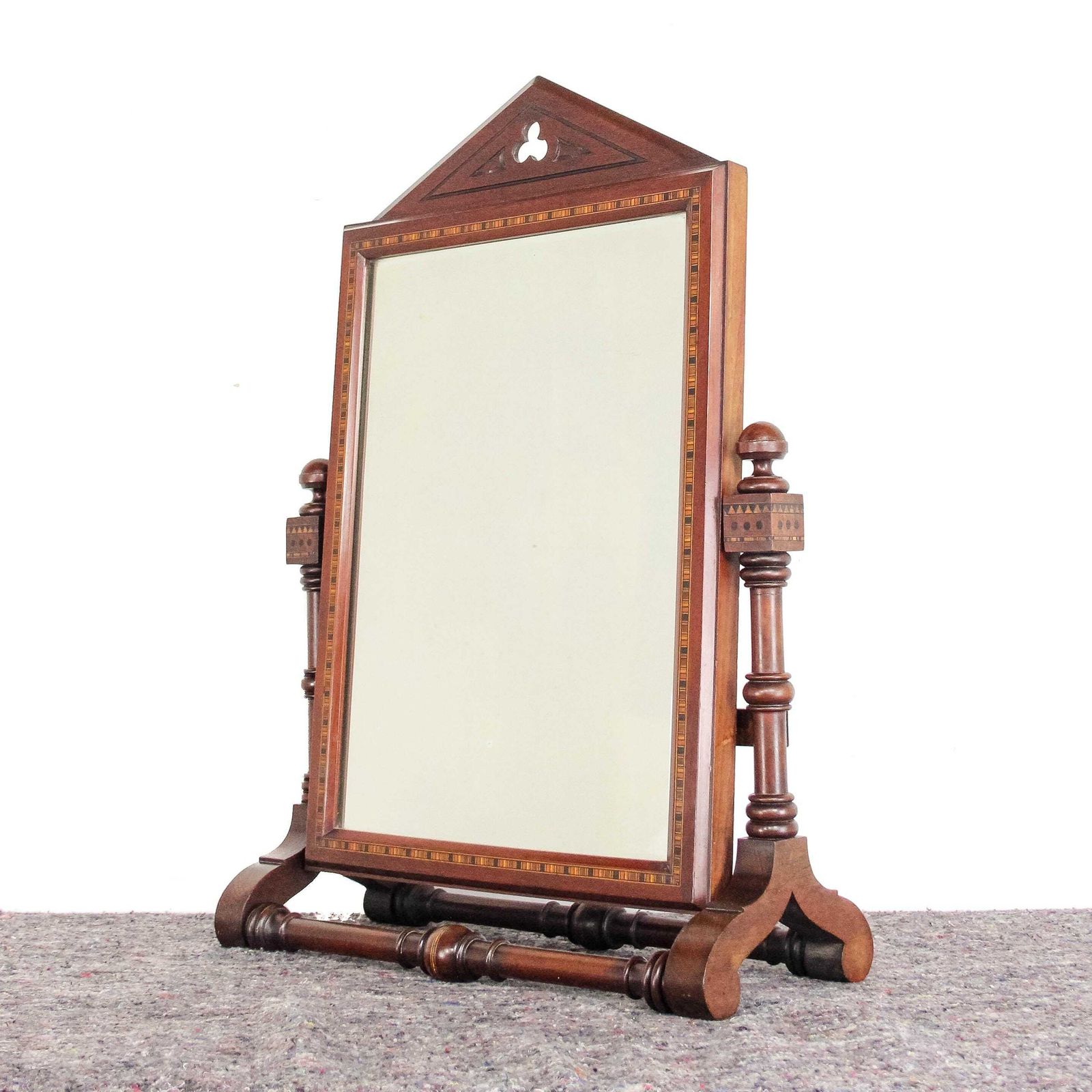 Antique Victorian Gothic Mahogany Swing Mirror | Dressing Table Mirror | Victorian Mirrors | Antique Mirrors | Mahogany Furniture (M 6470)