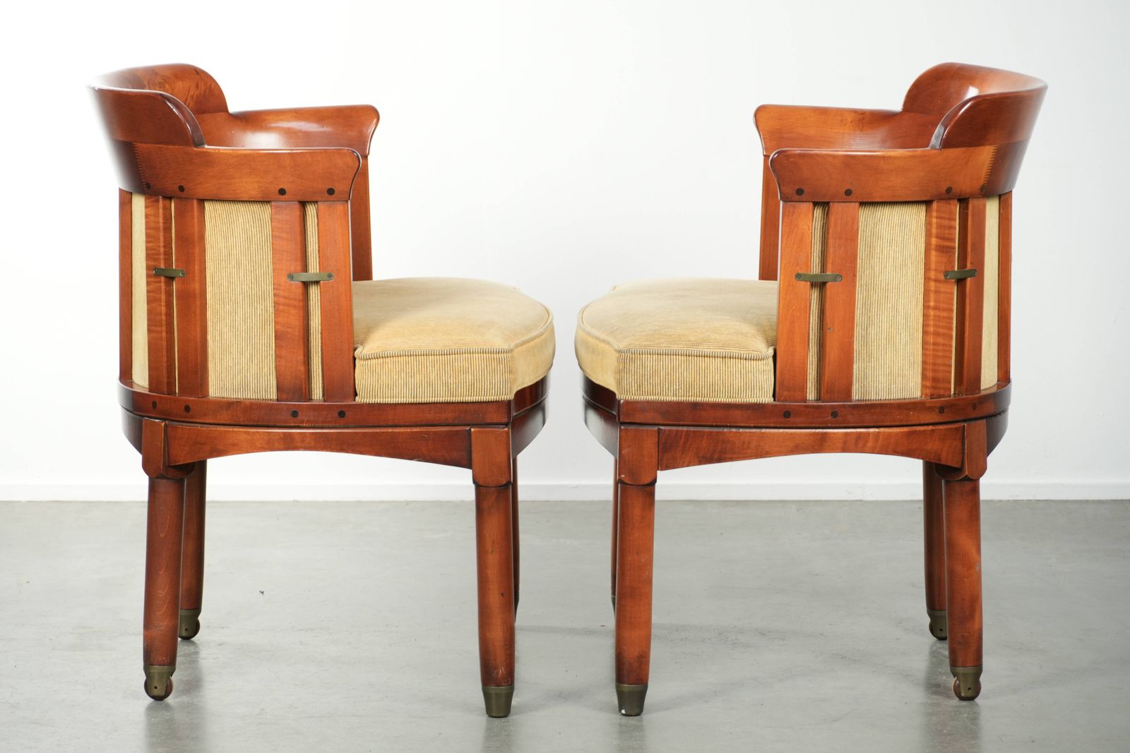 Set Of Two Beautiful Schuitema Design Side/Desk/Dining Chairs From The Shaker Series With A Wooden Frame And Luxurious Yellow Fabric Upholstery. photo furniture