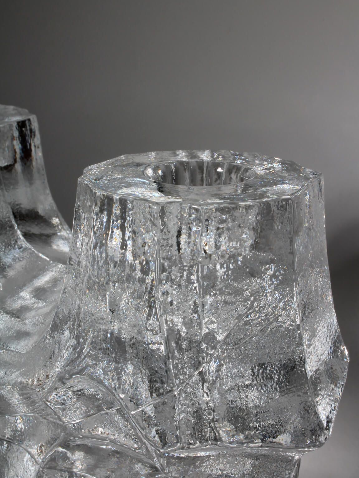 Christer Sjögren Brutalist Crystal Candle Holder, 1960s, Signed photo for sale