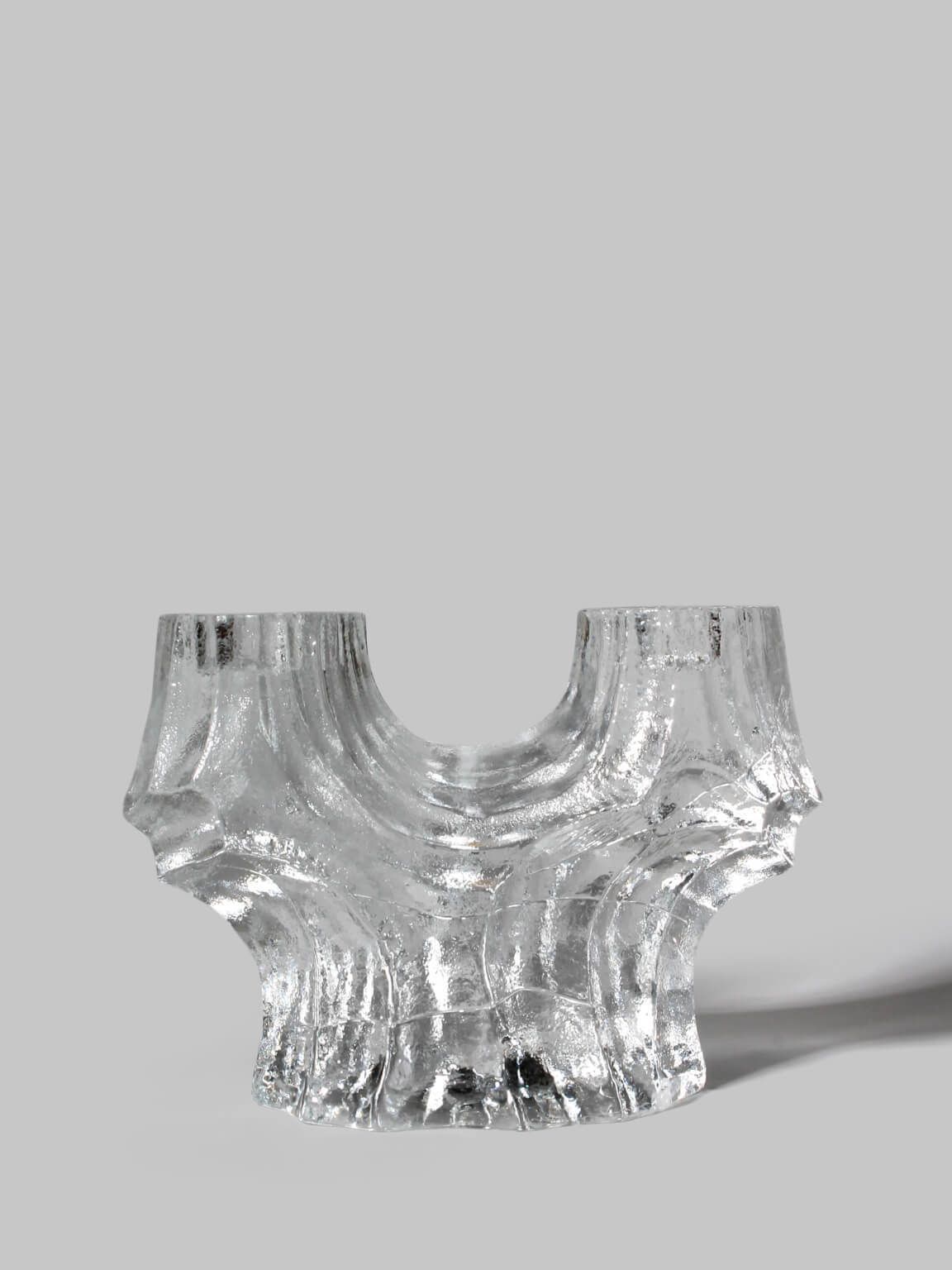 Christer Sjögren Brutalist Crystal Candle Holder, 1960s, Signed