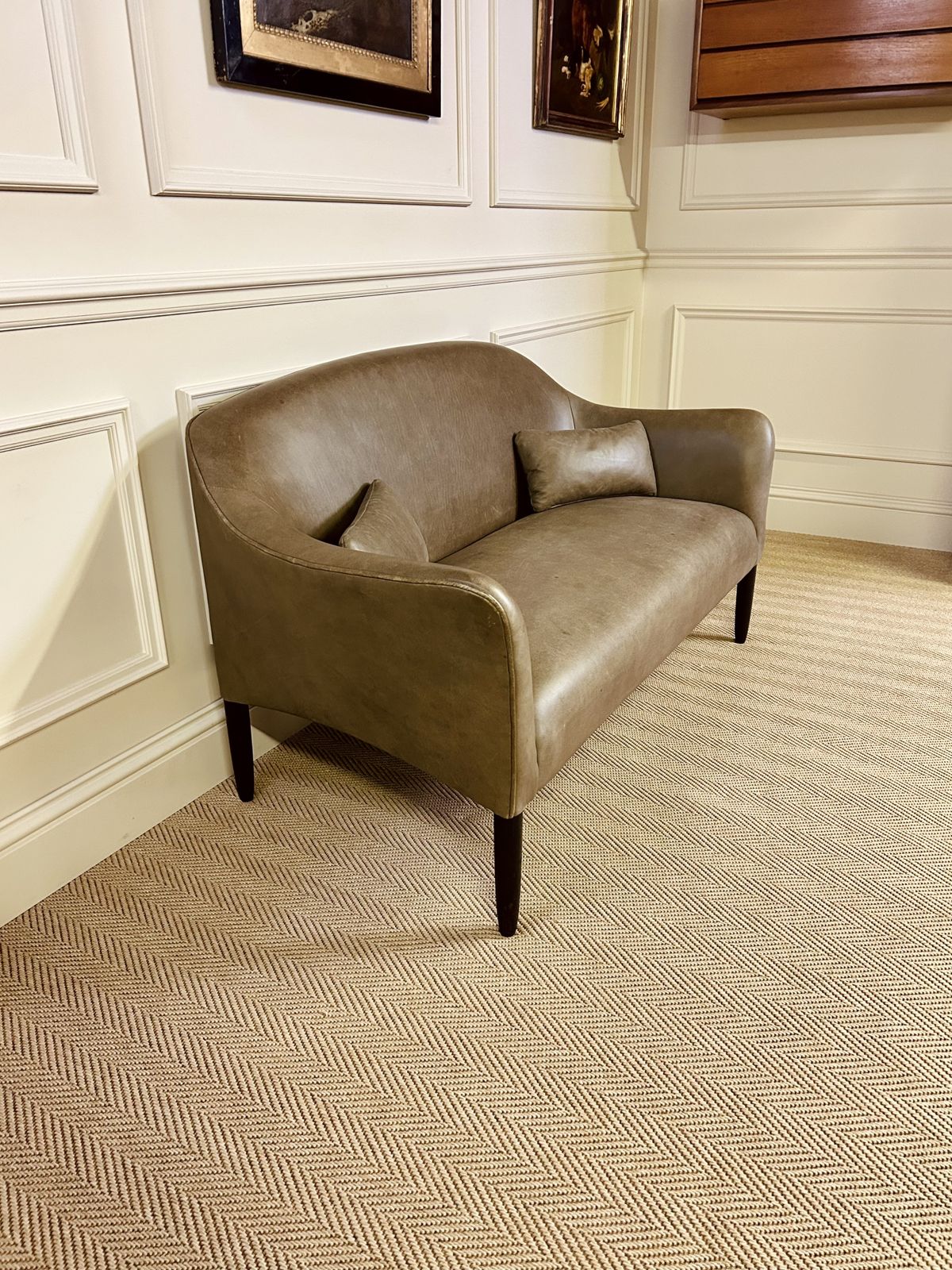 James Uk Newington Two Seater Sofa In Taupe Leather Amazing Quality Trade £2401 photo Furniture