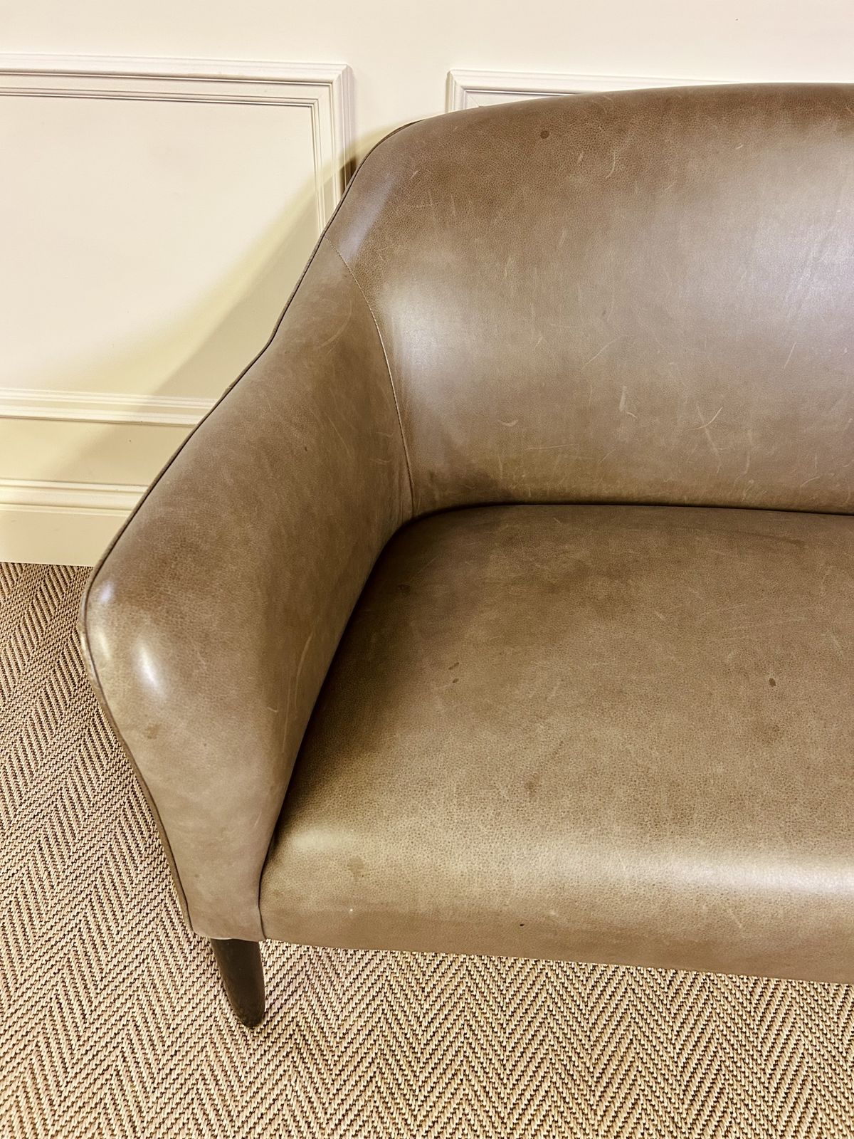photo for sale James Uk Newington Two Seater Sofa In Taupe Leather Amazing Quality Trade £2401