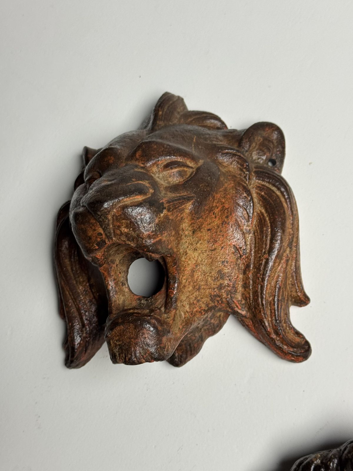 Art Set Of 3 Cast Iron Lion Heads, 1800s photo