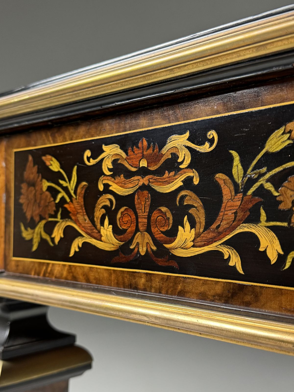 French 19th Century Marquetry Gaming Table photo vintage