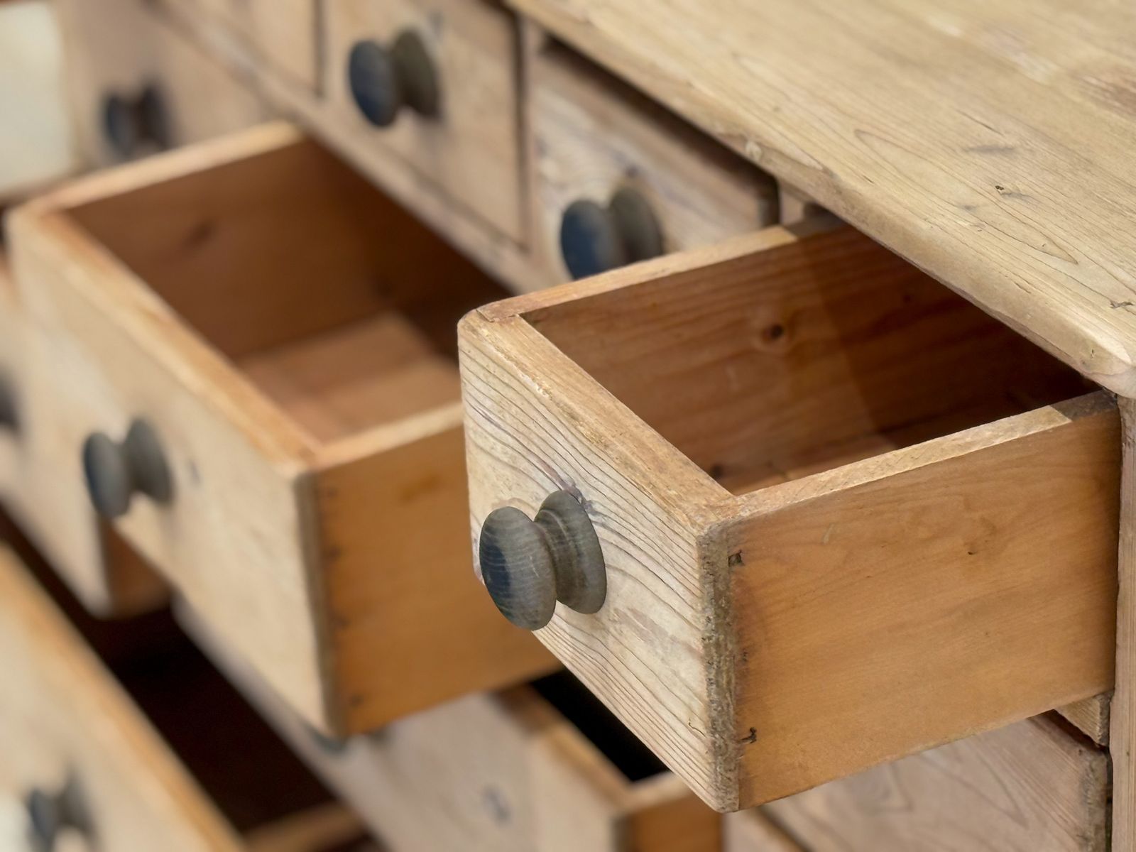 Furniture Pine Chest Of Drawers – 13 Drawer Stripped Antique Storage photo