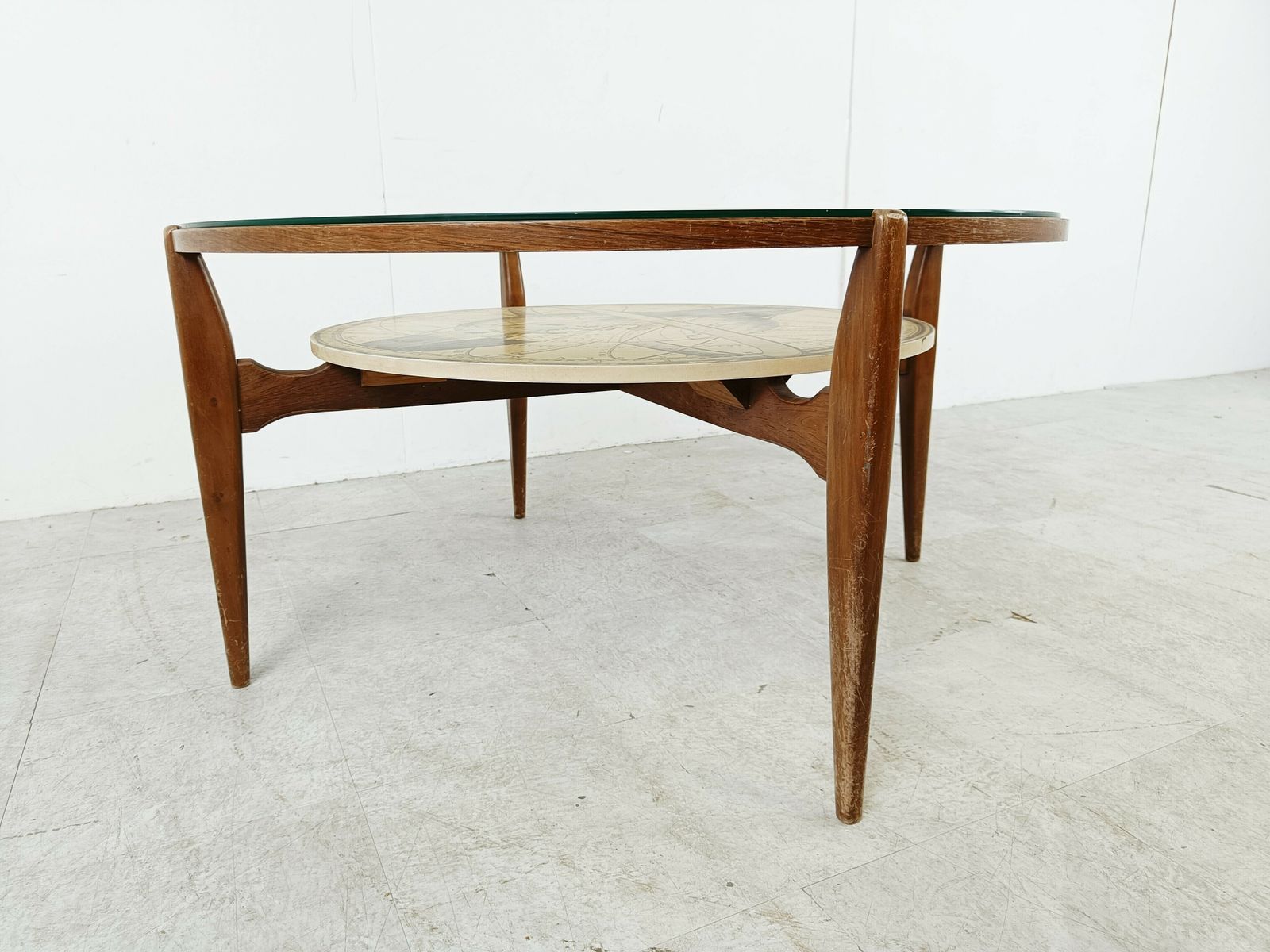 Mid Century Italian Coffee Table In The Manner Of Piero Fornasetti, 1950s photo for sale