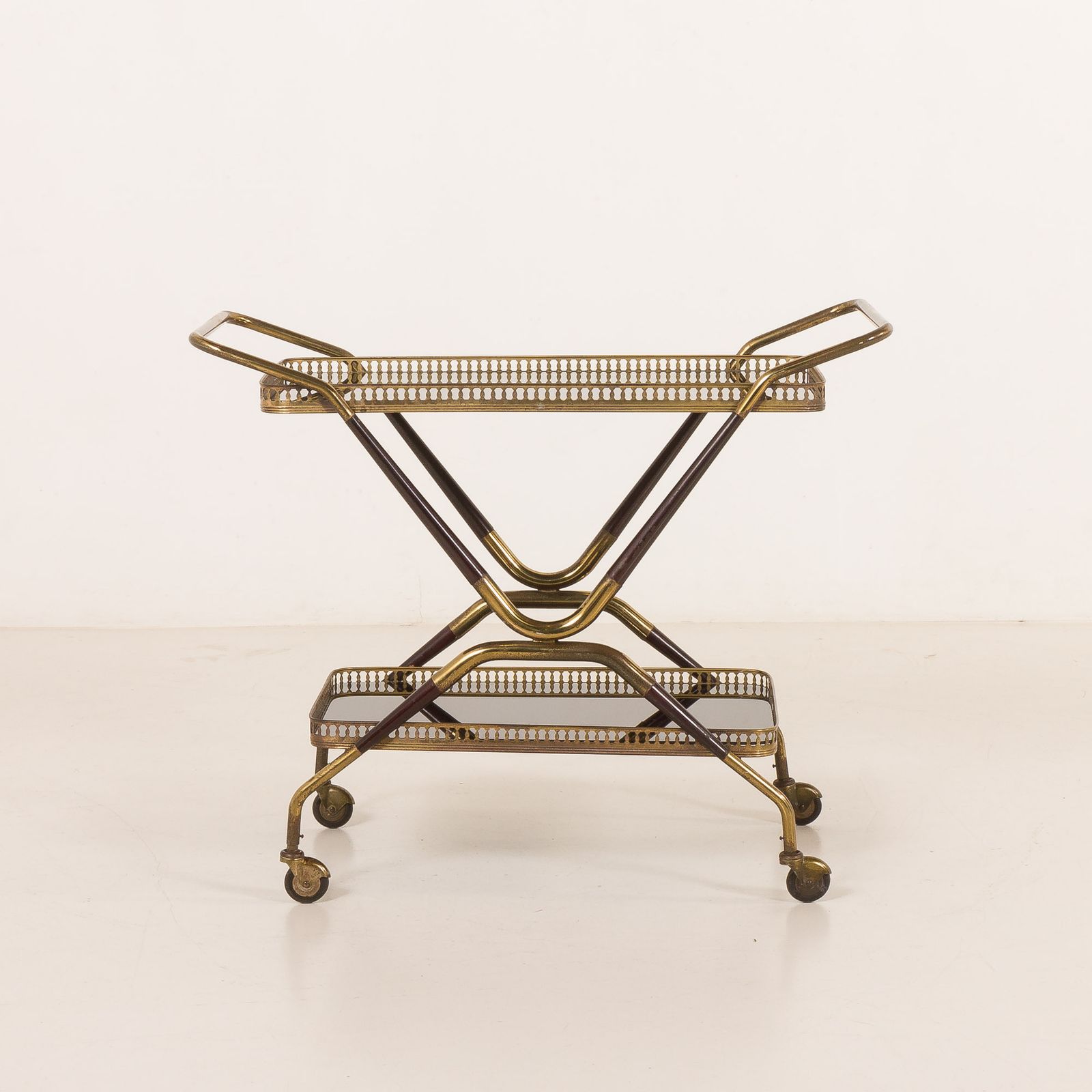Italian Mid Century Brass Bar Cart, Serving Trolley, 1960s photo Furniture