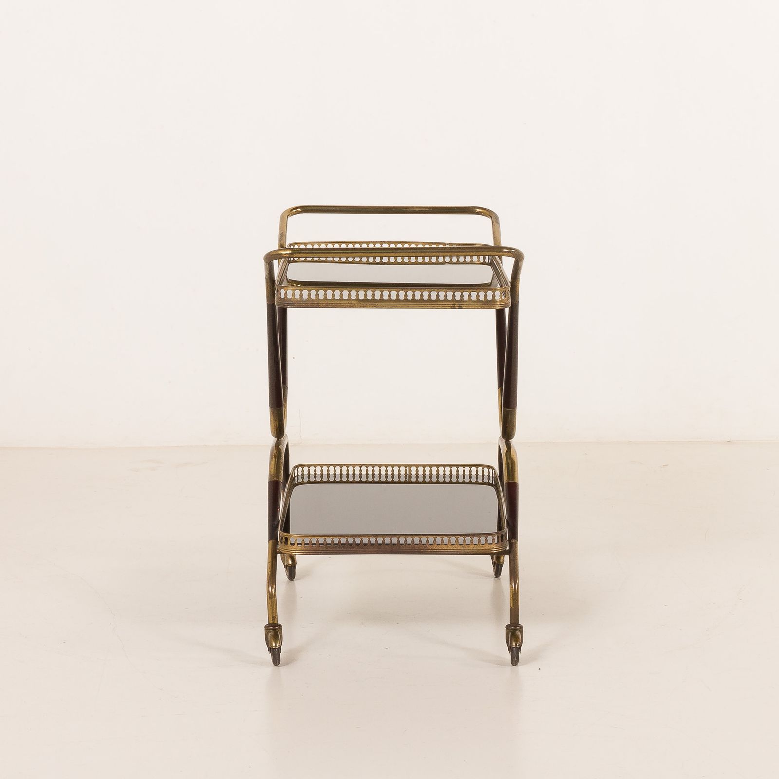 Italian Mid Century Brass Bar Cart, Serving Trolley, 1960s photo vinterior
