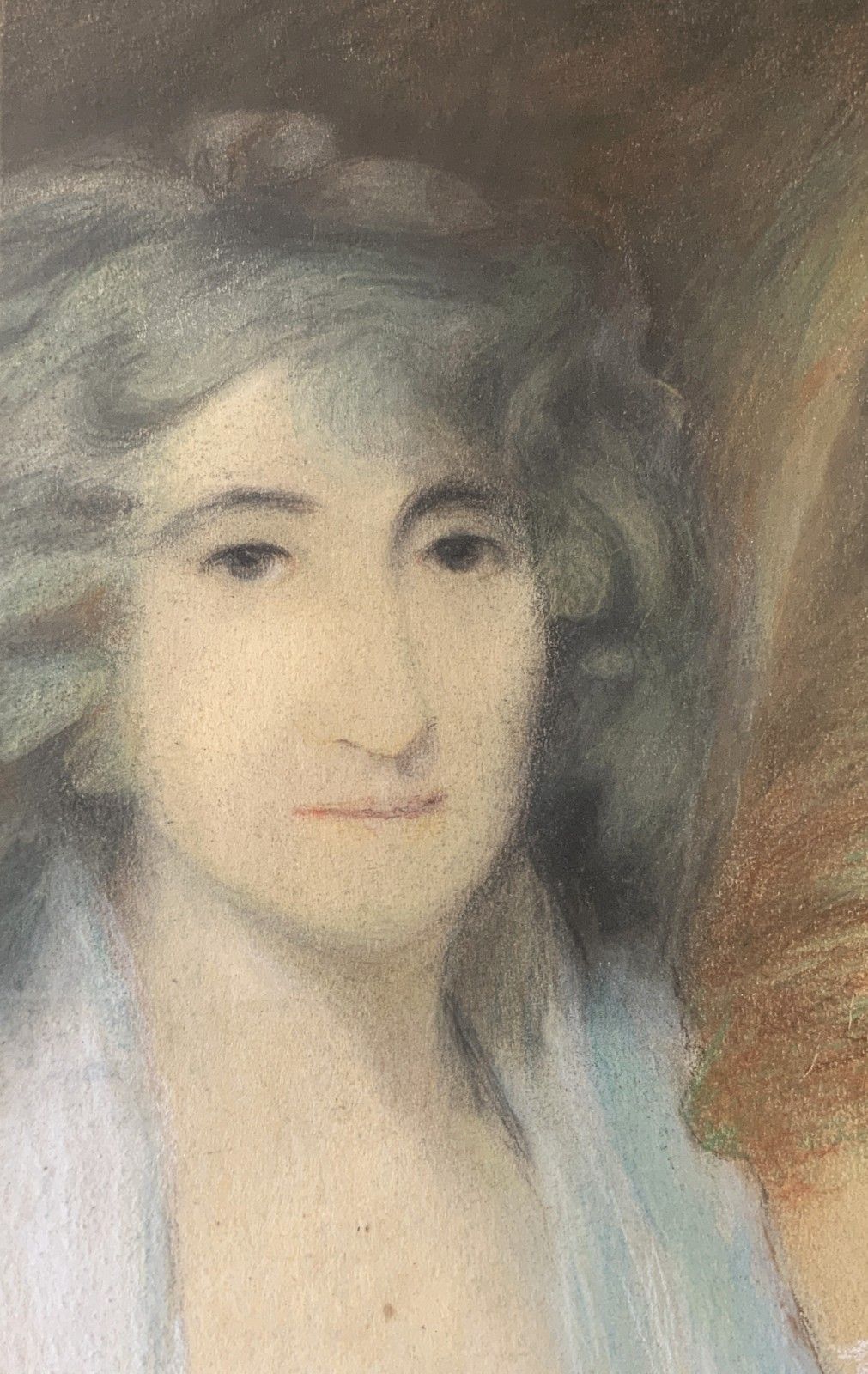 Antique Regency Portrait Painting Female Model Pastel & Gouache Circa 1830s photo vinterior