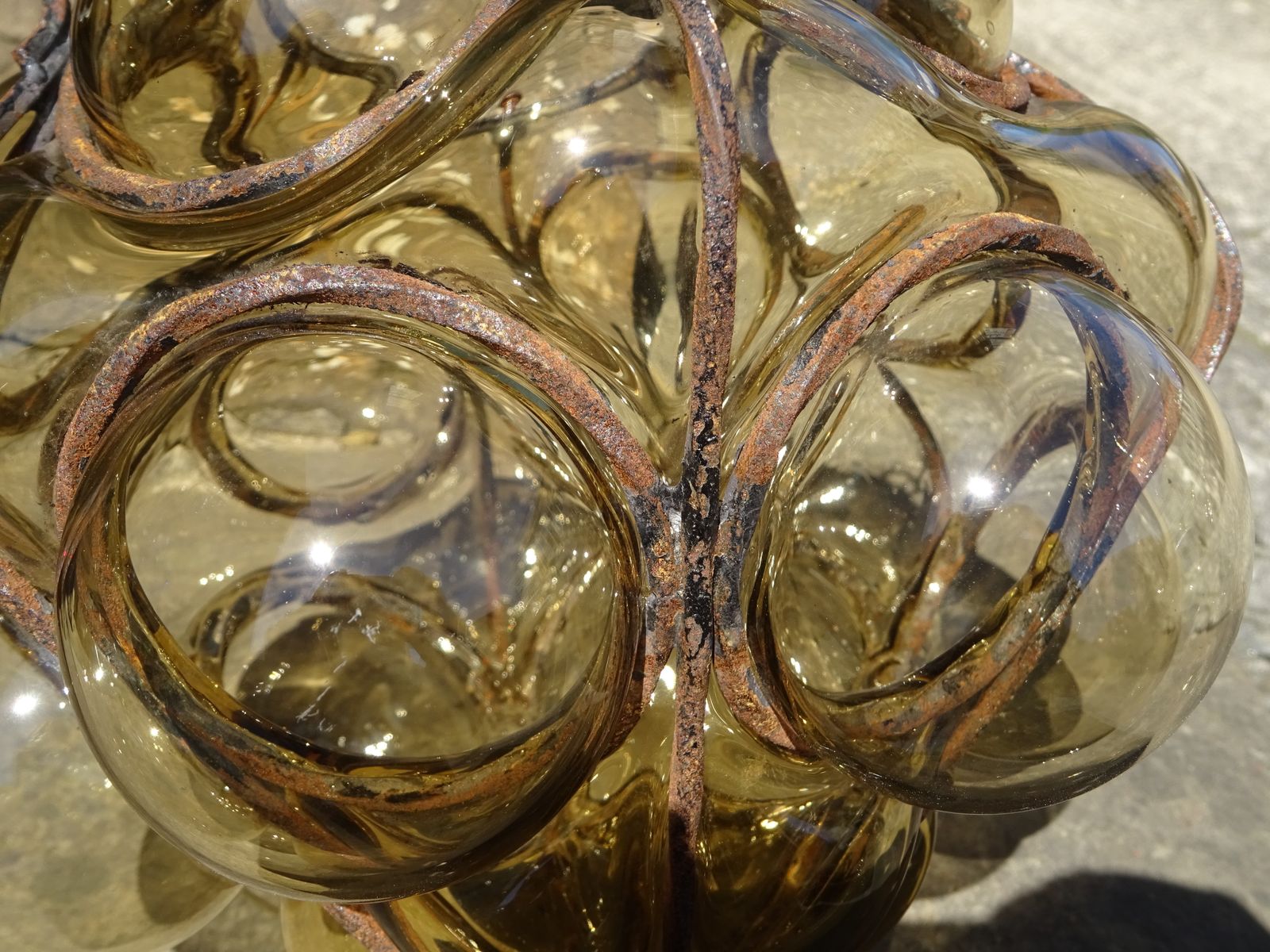 Vintage Reclaimed Seguso Murano Caged Bubble Smoked Glass Pendant Shade photo furniture