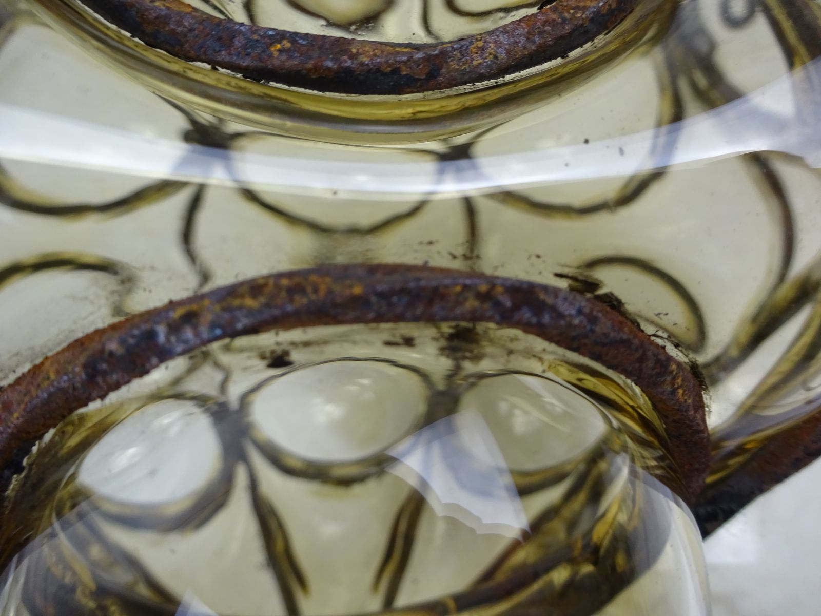 Vintage Reclaimed Seguso Murano Caged Bubble Smoked Glass Pendant Shade photo 120.0