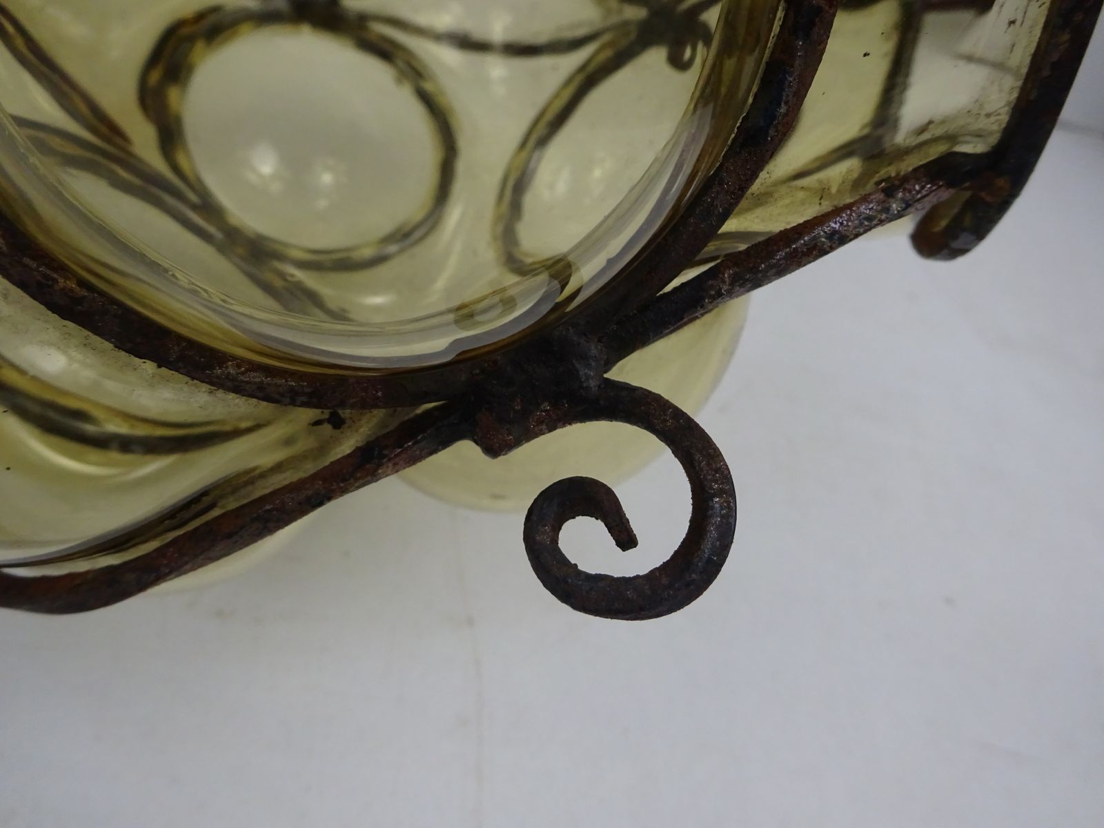 Vintage Reclaimed Seguso Murano Caged Bubble Smoked Glass Pendant Shade photo buy