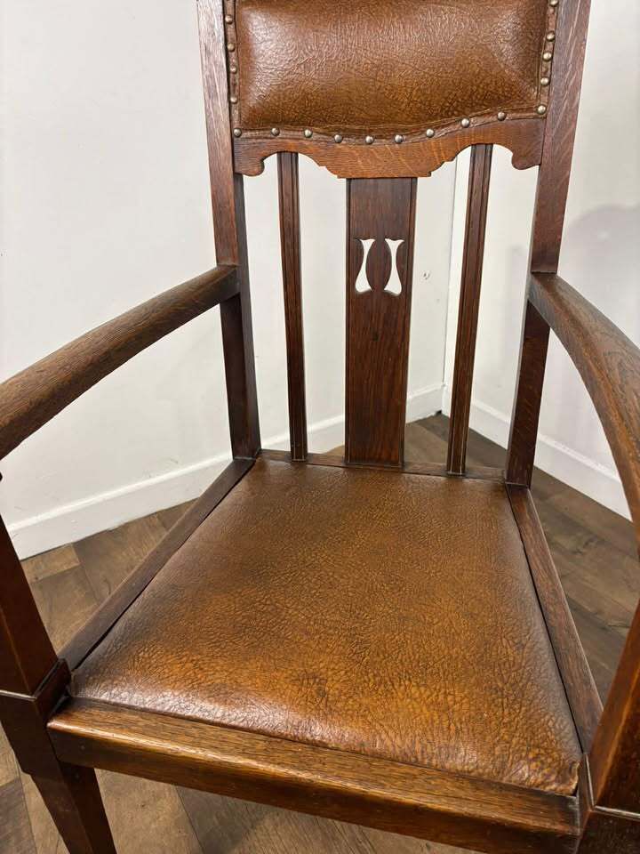 Art Nouveau Oak  Armchair, 1900s photo vinterior