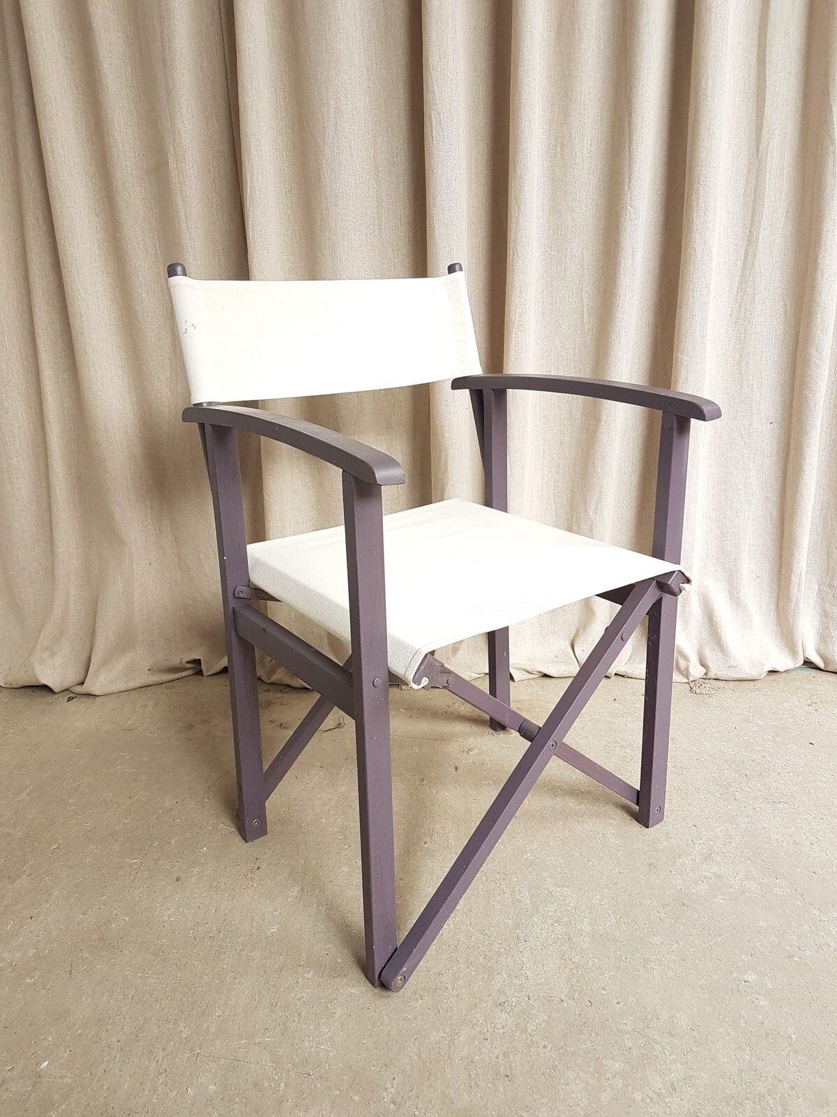 Vtg Mid Century 70s Painted Teak Directors Armchair Side Desk Chair Retro R441 photo vinterior