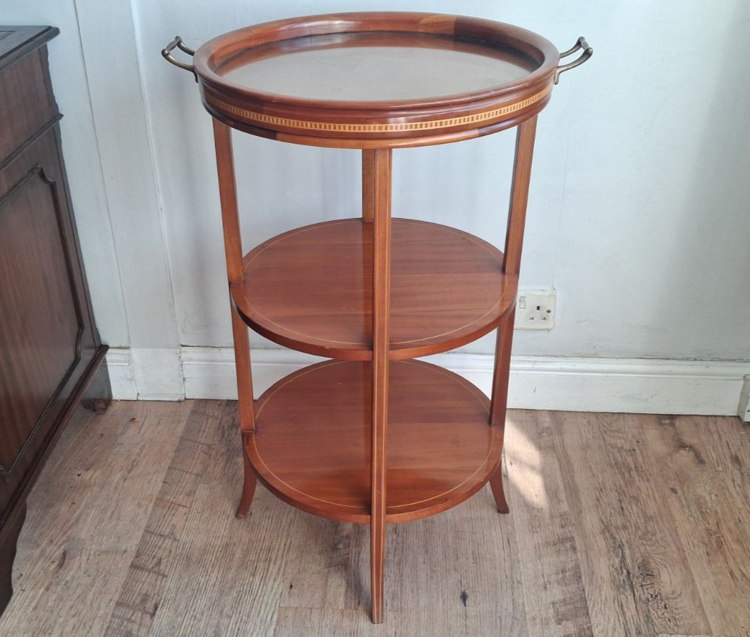 Elegant Edwardian Mahogany 3 Tier Butlers Tray Top Drinks /Side/Occasional Table