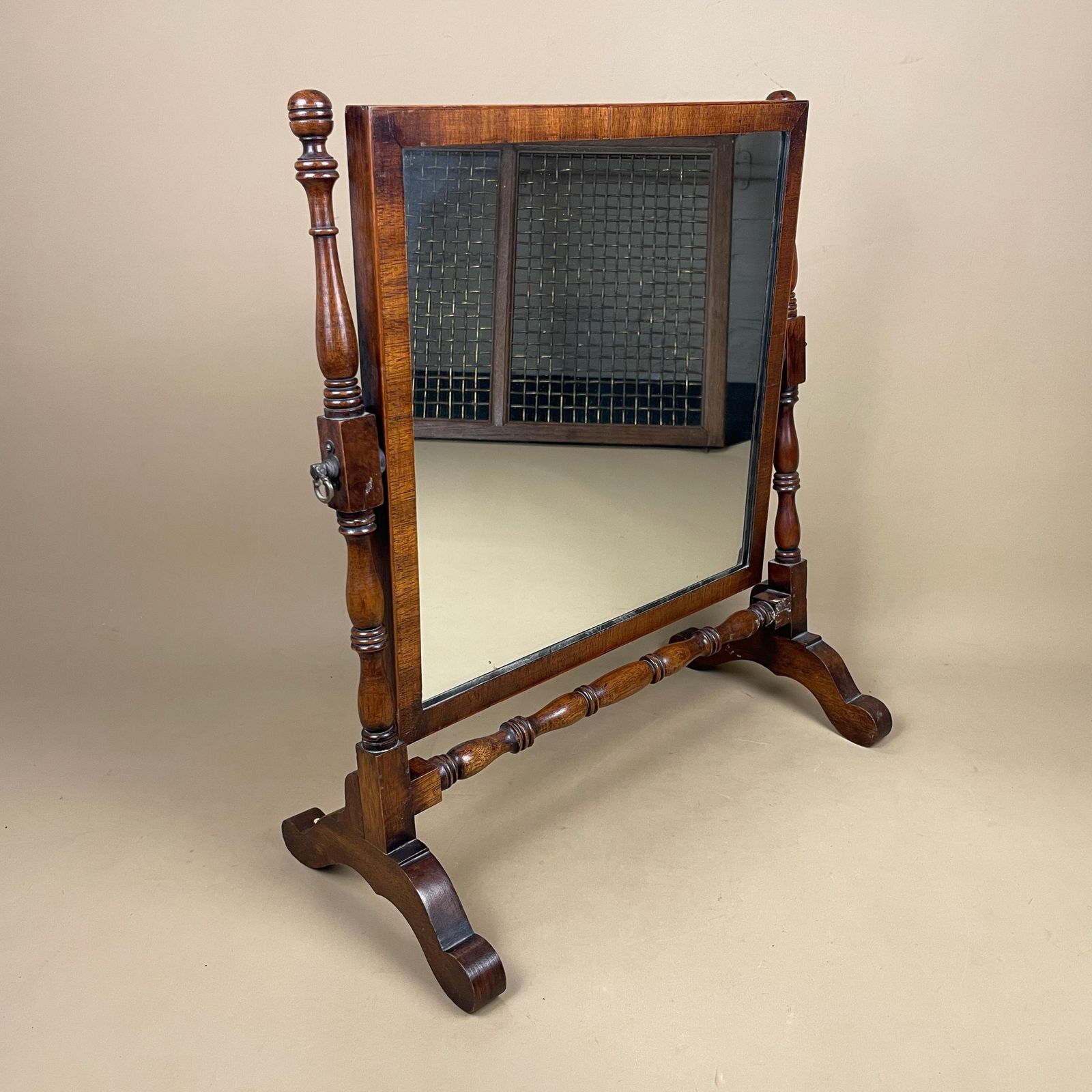 Antique Wooden Dressing Table Mirror Adjustable Tabletop Freestanding Stand Edwardian Small Cheval Make Up Shaving Mirror