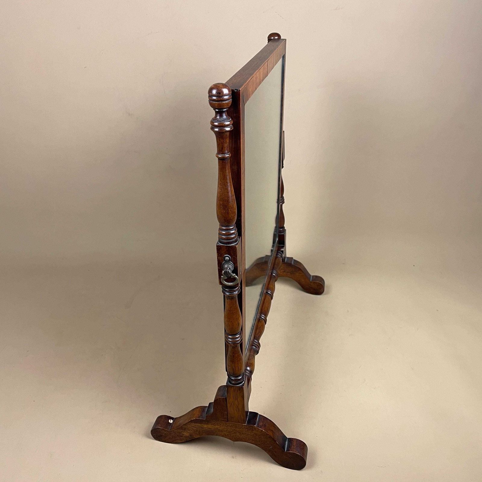 Antique Wooden Dressing Table Mirror Adjustable Tabletop Freestanding Stand Edwardian Small Cheval Make Up Shaving Mirror photo 135.0