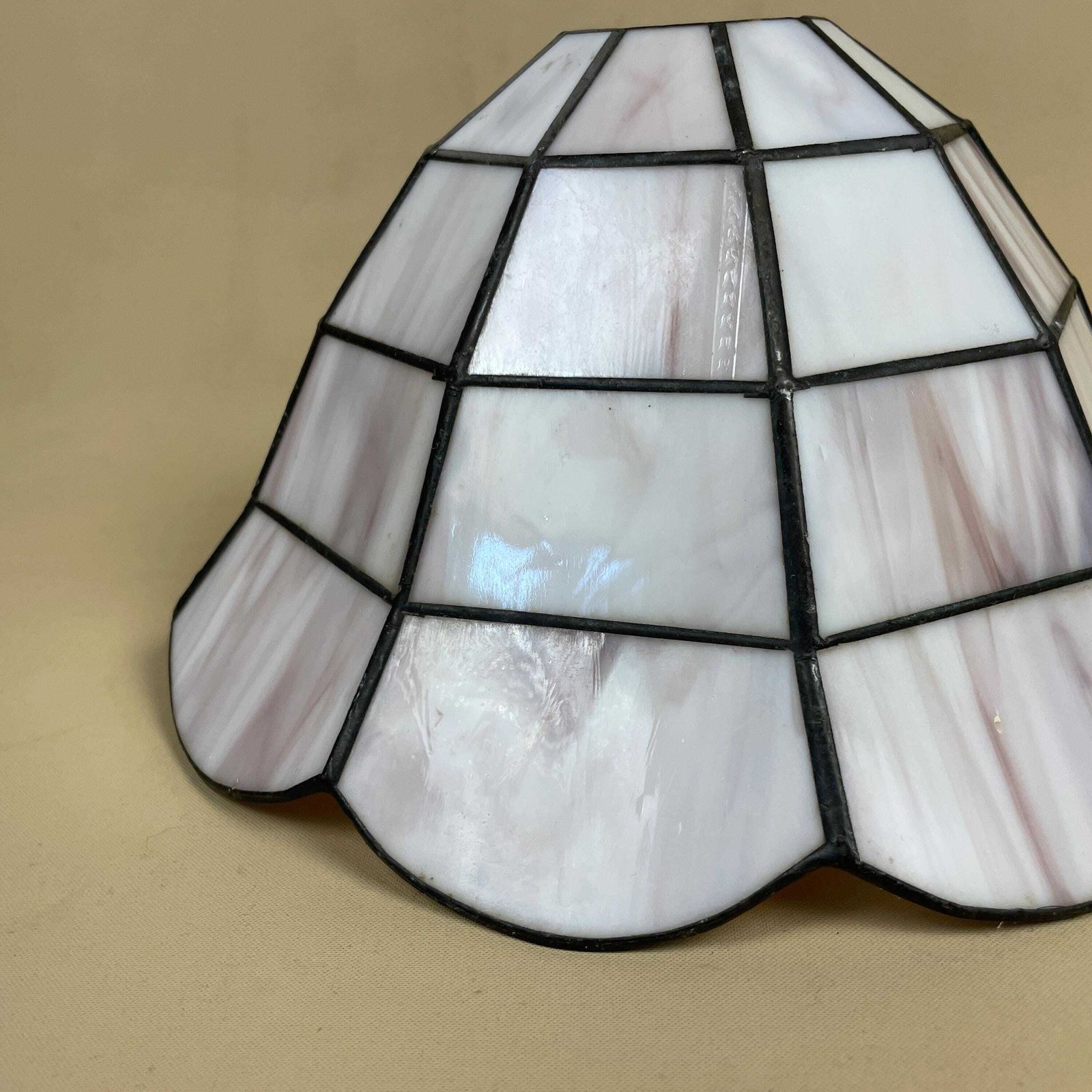 Tiffany Style Lamp Shade Pink Black Colour Lampshade Ceiling Stain Glass Stained Lightshade Light Patterned Dome Circle Metal Scallop Edge photo furniture