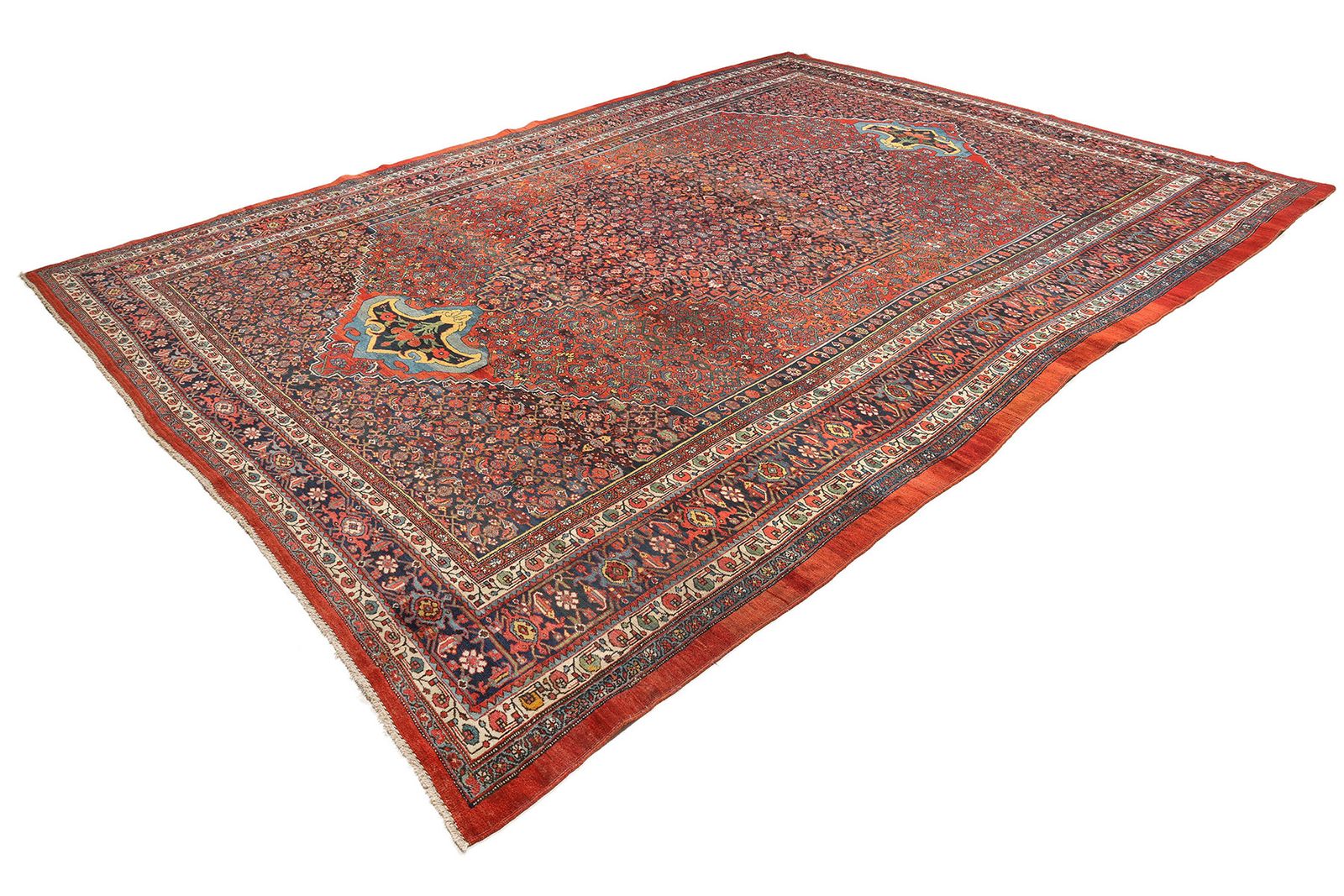Antique Bijar Rug, 1890, 467 × 335 Cm, Deep Red And Navy photo for sale
