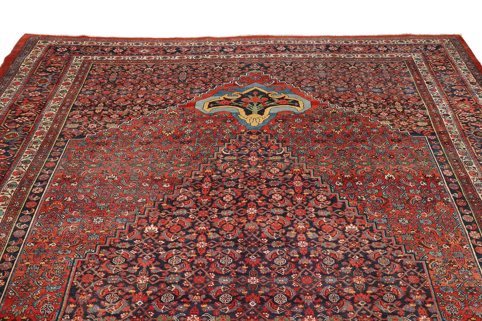 Antique Bijar Rug, 1890, 467 × 335 Cm, Deep Red And Navy photo Textiles