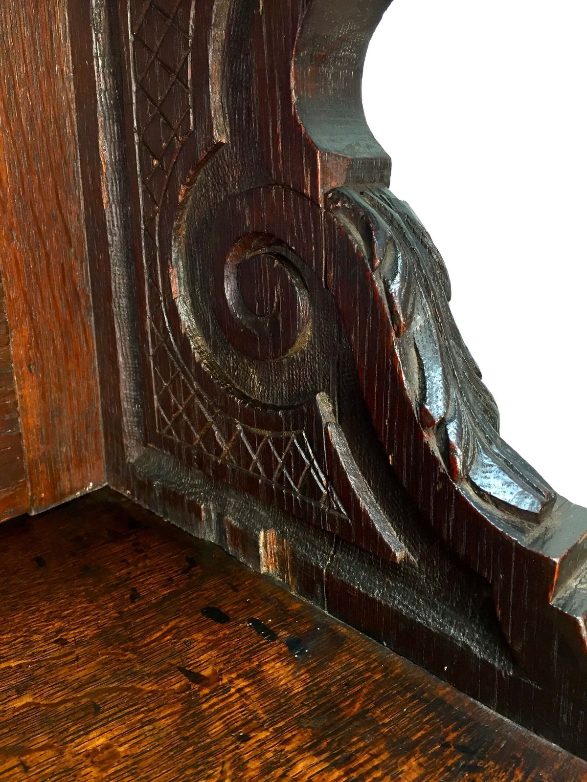 Antique 19th Century Carved Wooden Oak Green Man Dresser Sideboard With Mirror photo vinterior